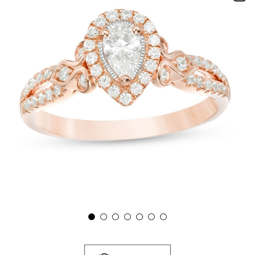 Rose gold diamond pear shaped ring